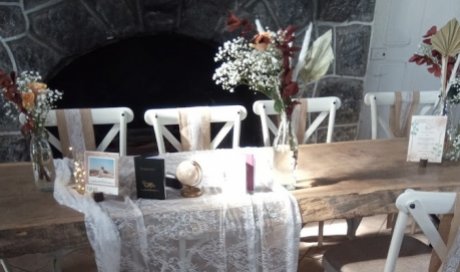 Table des mariés, thème mariage champêtre et voyage