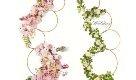 Arche en anneau métallique dorée - location de décors de mariage à Genève
